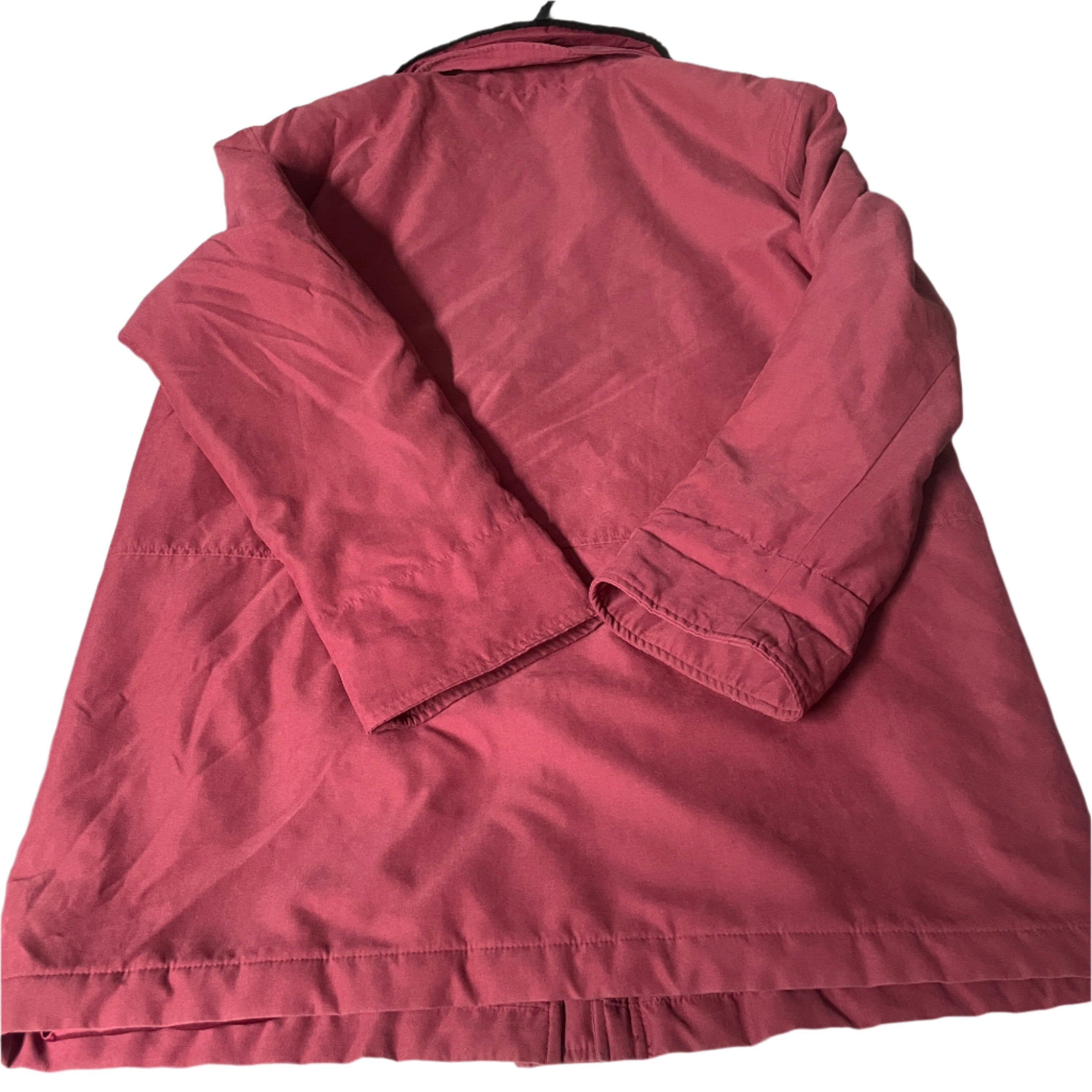 Vintage women  winter wine full zip fur collar trench coat UK12/14|L33 W22|SKU 6533