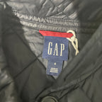Vintage Gap Women's VTG Quilted Jacket Black Button Front Drawstring in S|SKU 6535