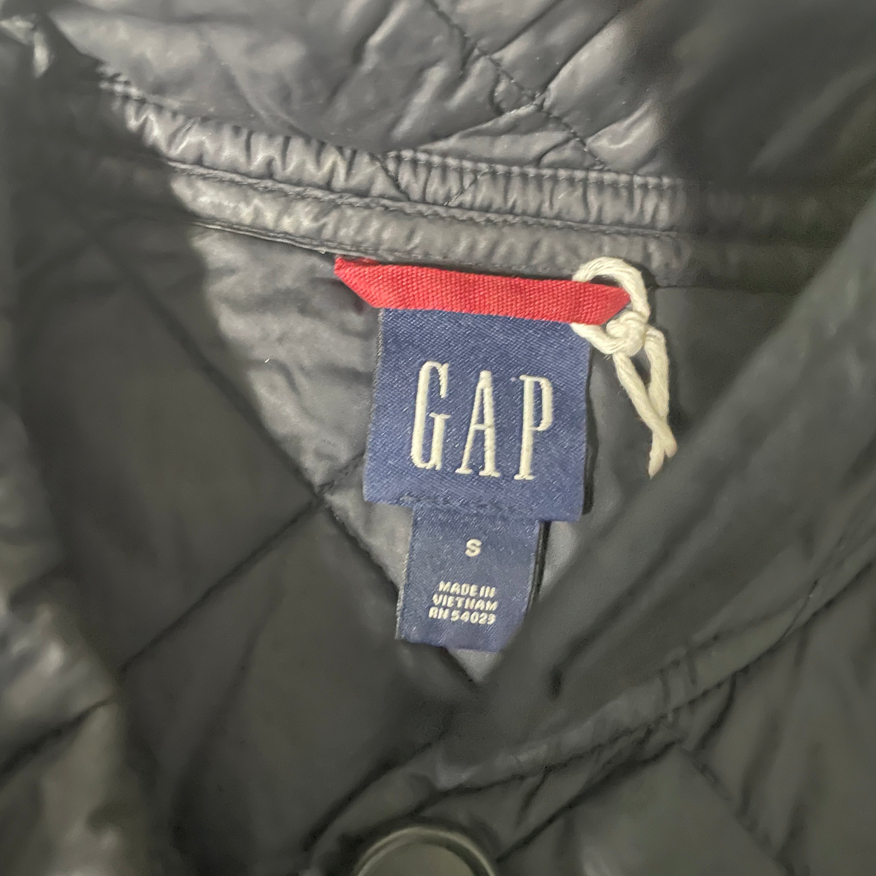 Vintage Gap Women's VTG Quilted Jacket Black Button Front Drawstring in S|SKU 6535