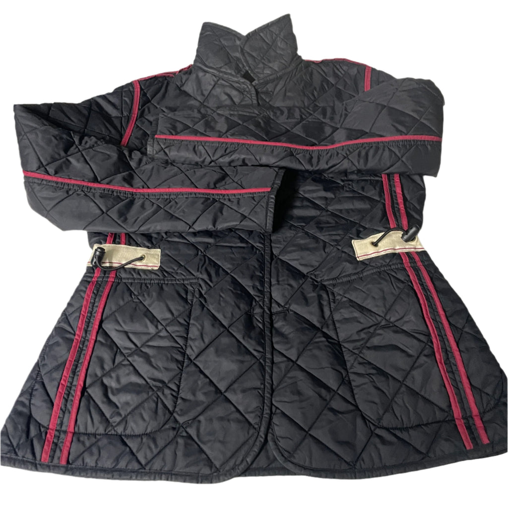 Vintage Gap Women's VTG Quilted Jacket Black Button Front Drawstring in S|SKU 6535