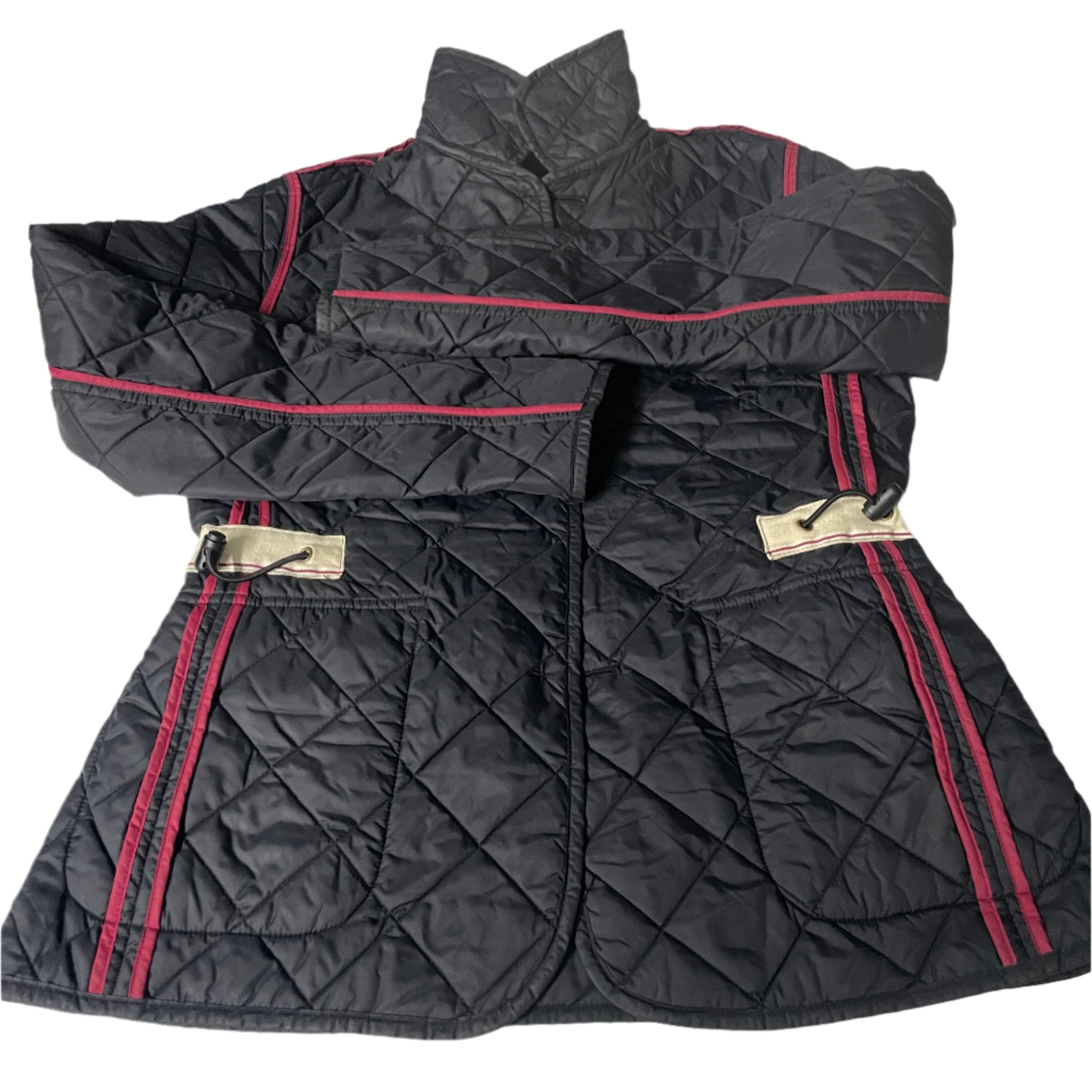 Vintage Gap Women's VTG Quilted Jacket Black Button Front Drawstring in S|SKU 6535