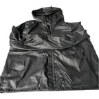 Vintage men black Decathlon full zip hooded polyester nylon rain coat 2XL|L31 W27|SKU 6536