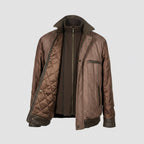 Vintage men's Johnston & Murphy brown leather biker jacket in XL|L33 W23|SKU 6537