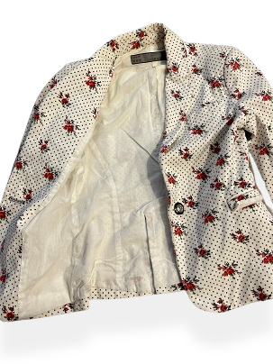 Rubynee Vintage y2k Zara white floral blazer 