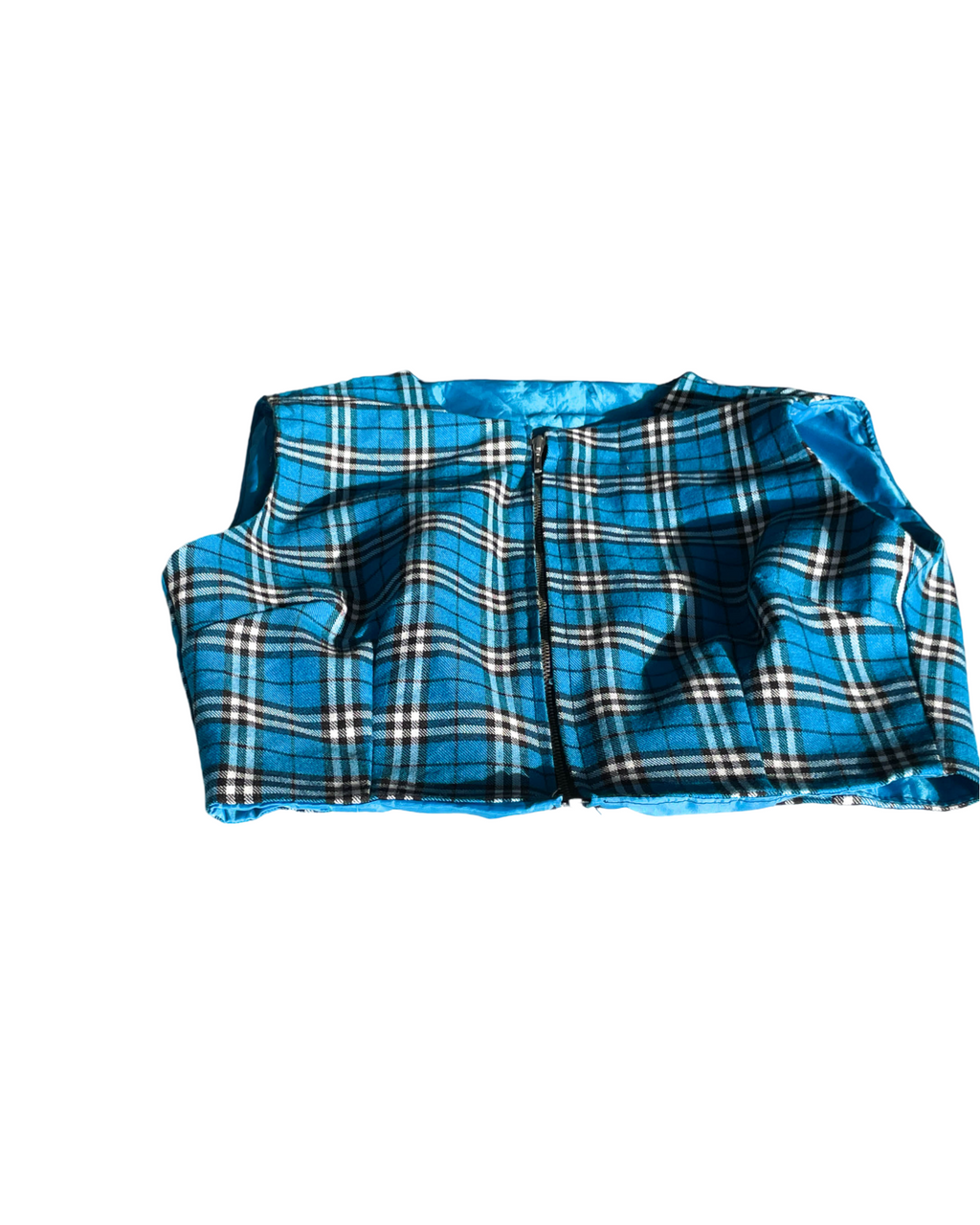 VTG Tartan Blue Mini Cropped Top. In size XS/S SKU 5049