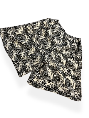 Rubynee Vintage y2k black & white floral pattern short
