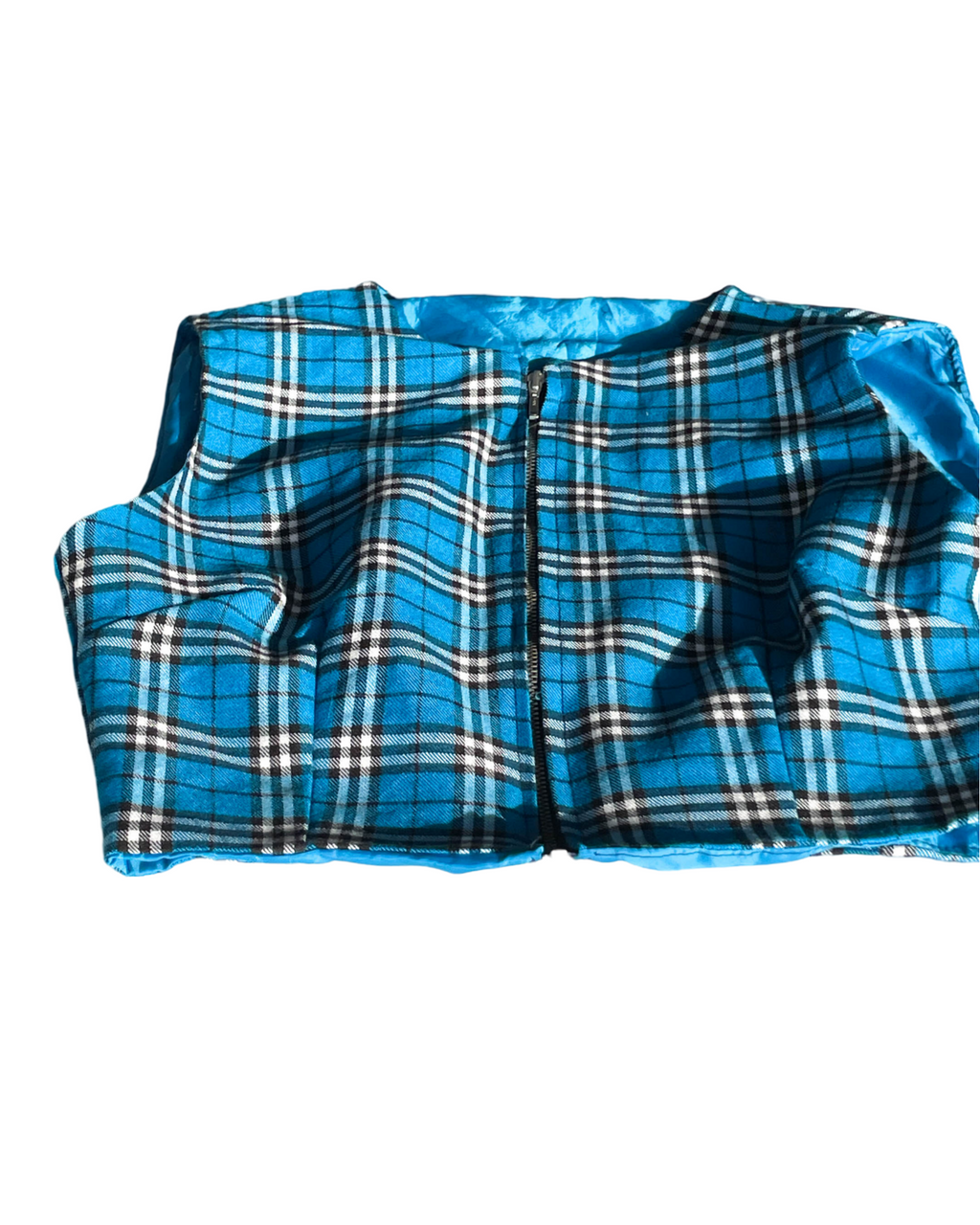 VTG Tartan Blue Mini Cropped Top. In size XS/S SKU 5049