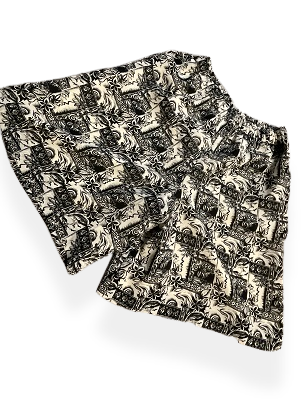 Rubynee Vintage y2k black & white floral pattern short