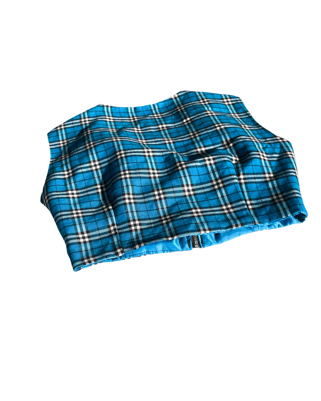VTG Tartan Blue Mini Cropped Top. In size XS/S SKU 5049