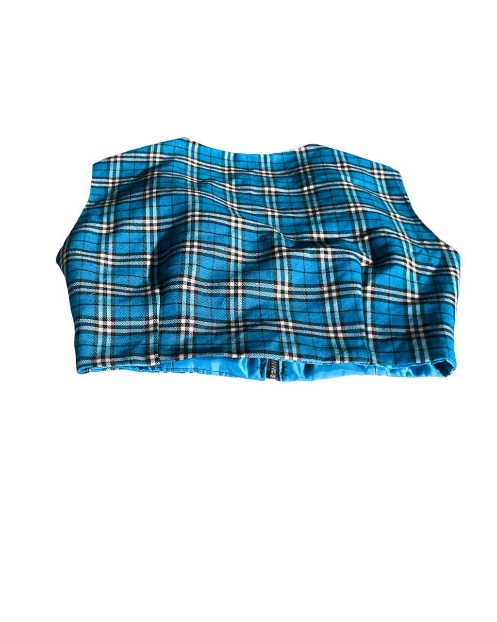 VTG Tartan Blue Mini Cropped Top. In size XS/S SKU 5049