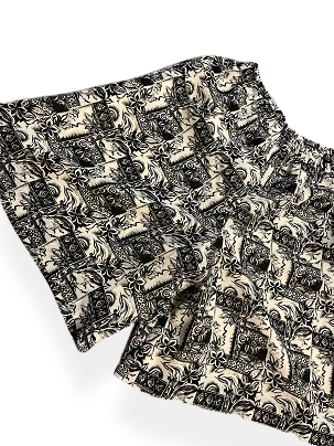 Rubynee Vintage y2k black & white floral pattern short