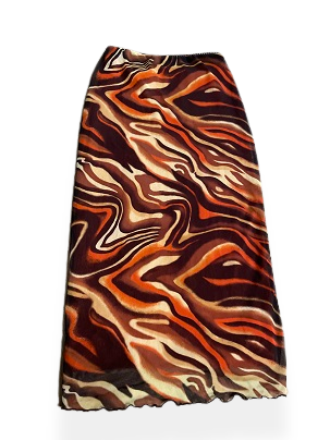 Rubynee Vintage y2k Bershka Mesh print pencil brown skirt