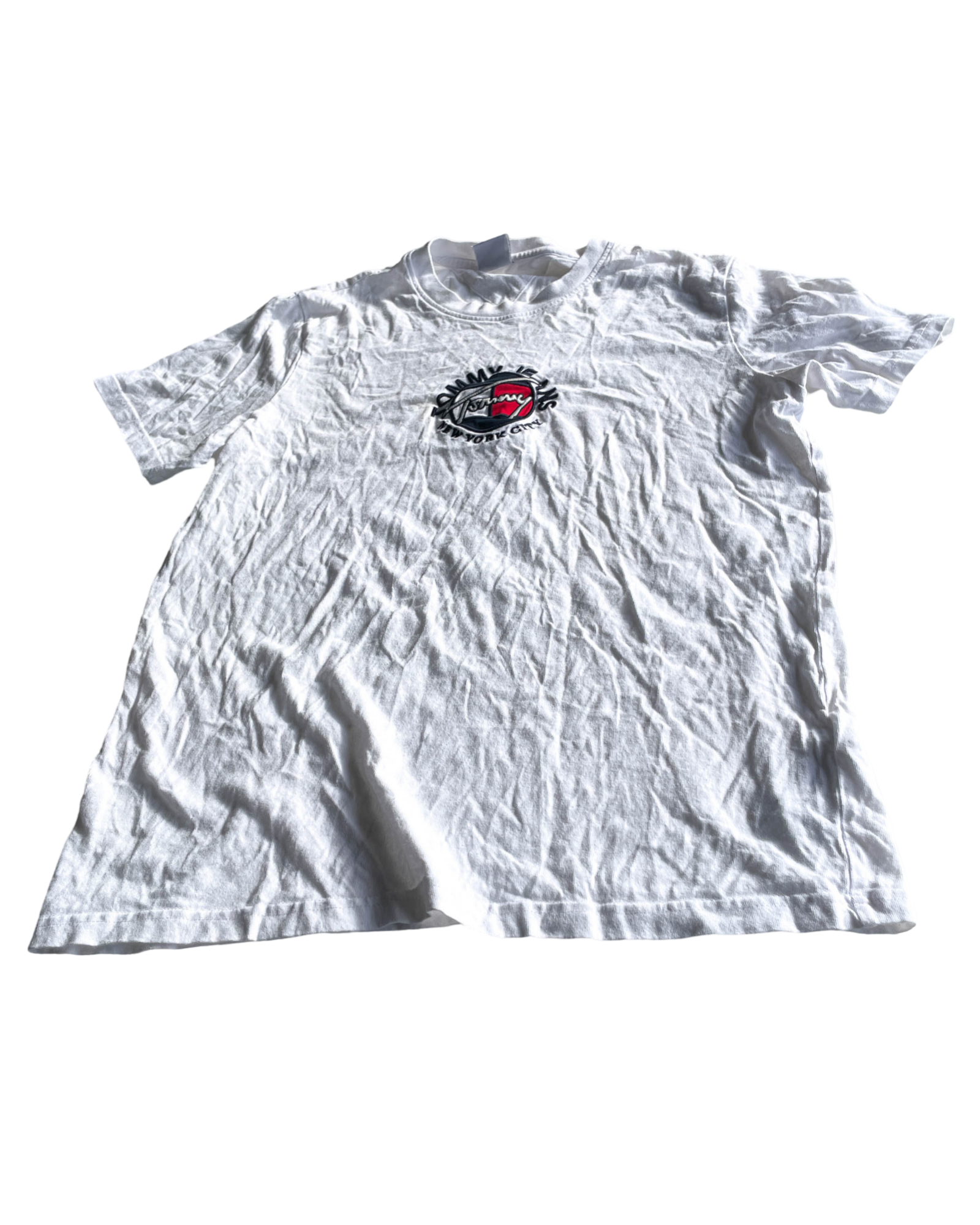 VTG Tommy Jeans Timeless Signature White Logo T-Shirt. In size medium
