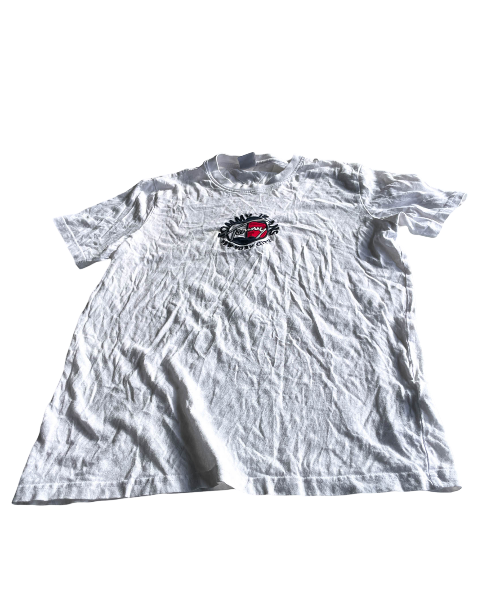 VTG Tommy Jeans Timeless Signature White Logo T-Shirt. In size medium