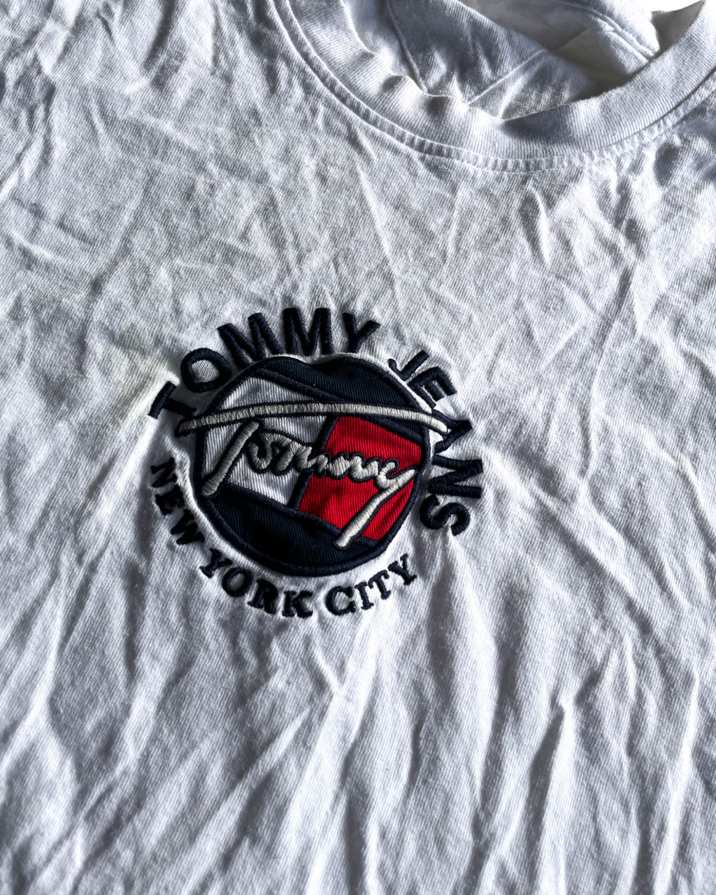 VTG Tommy Jeans Timeless Signature White Logo T-Shirt. In size medium
