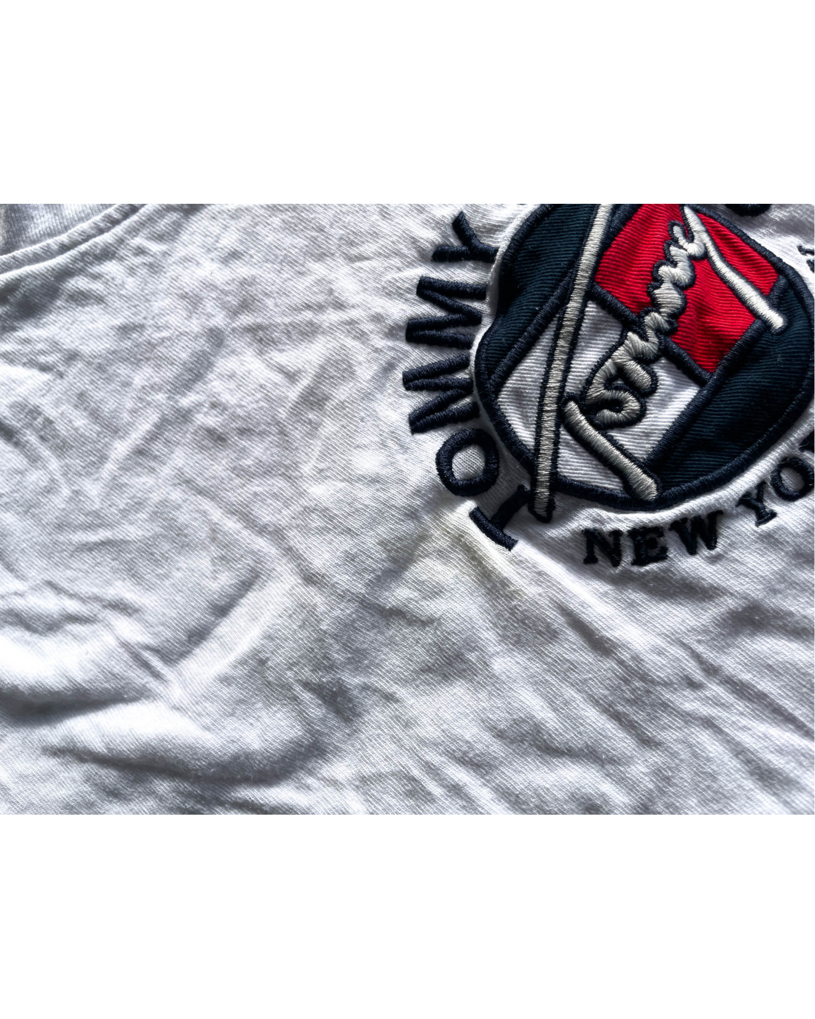 VTG Tommy Jeans Timeless Signature White Logo T-Shirt. In size medium