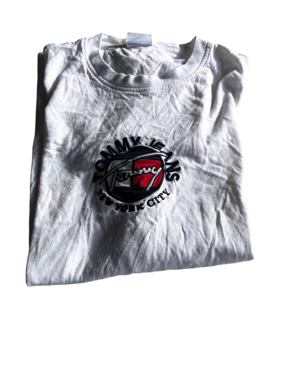 VTG Tommy Jeans Timeless Signature White Logo T-Shirt. In size medium