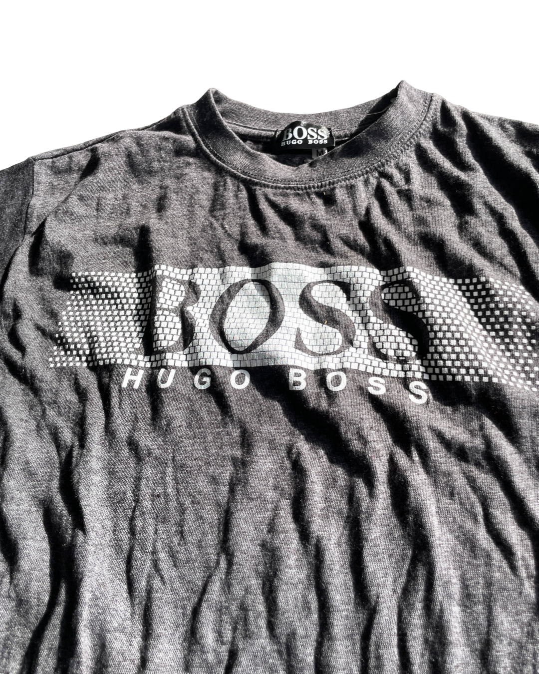 Vintage Hugo Boss Men's Grey and Green T-shirt in size in M L 26 W