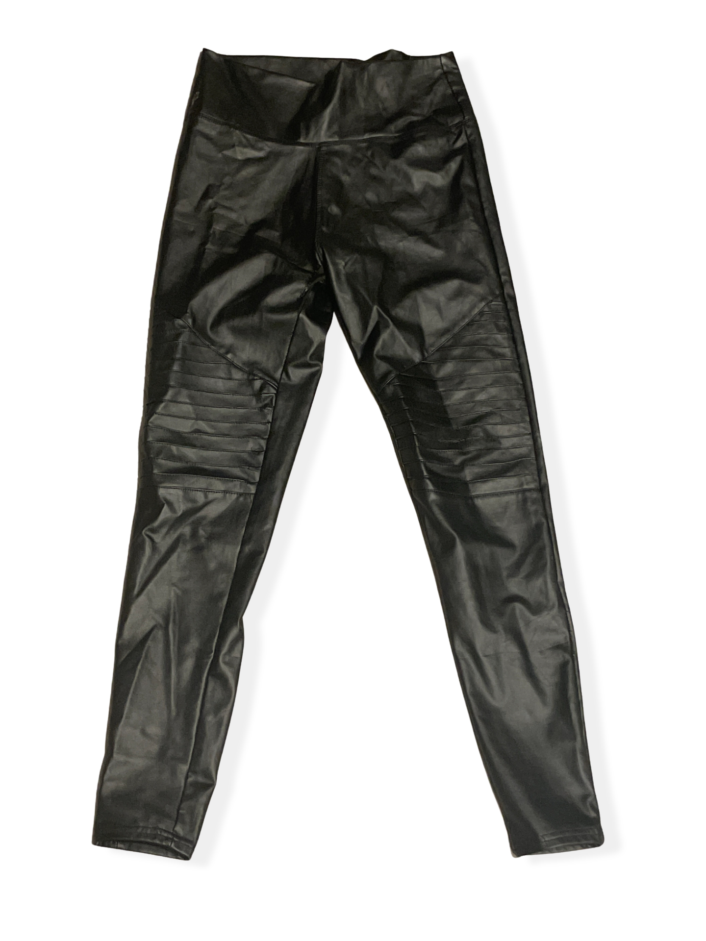 Vintage y2k womens high waist black leather faux trouser