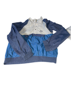 Puma Windbreaker Jacket Size  Medium Large Black White Blue Tuck Away Hood Nylon Men’s  lL29  W24 SKU 5096