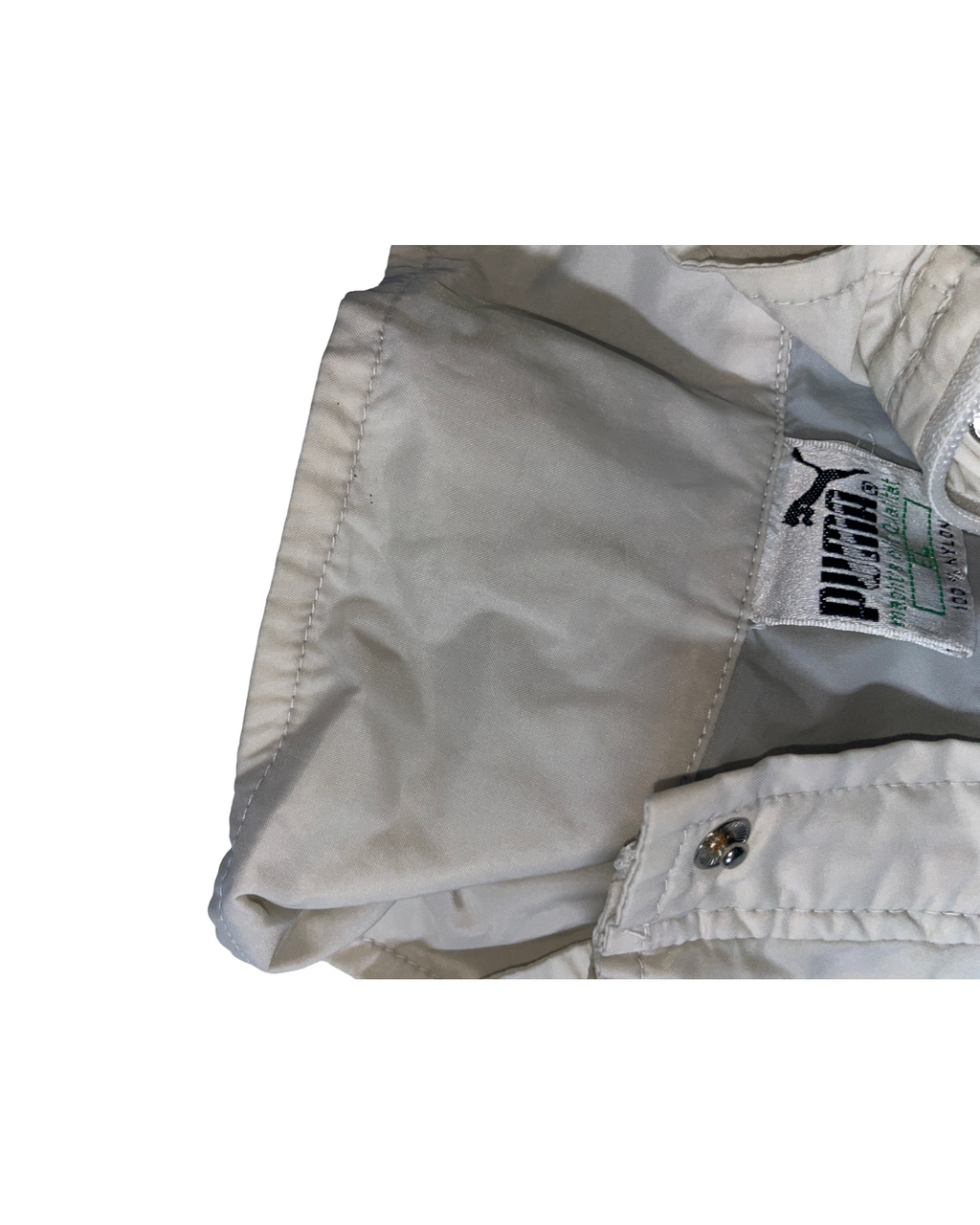 Puma Windbreaker Jacket Size  Medium Large Black White Blue Tuck Away Hood Nylon Men’s  lL29  W24 SKU 5096