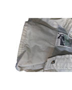 Puma Windbreaker Jacket Size  Medium Large Black White Blue Tuck Away Hood Nylon Men’s  lL29  W24 SKU 5096