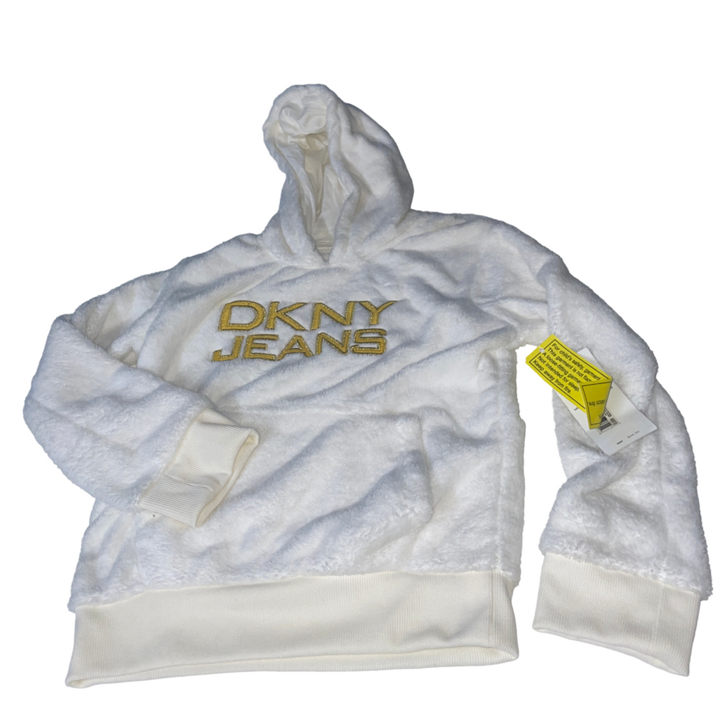 DKNY Girls White Polyester Pullover Hoodie 10-12 Years old SKU 5097