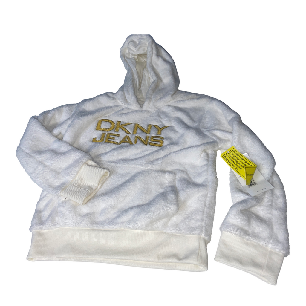 DKNY Girls White Polyester Pullover Hoodie 10-12 Years old SKU 5097