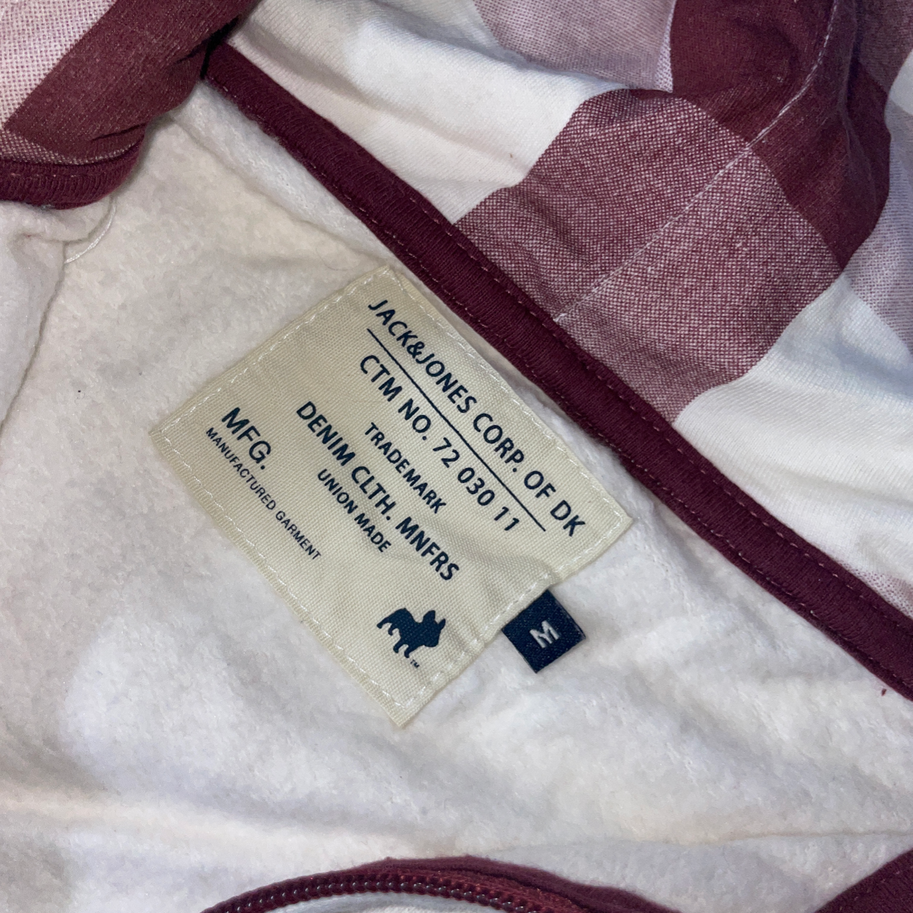 Jack and Jones Vintage Y2K Brown Zip Up  L 27 W 20 White SKU 5098