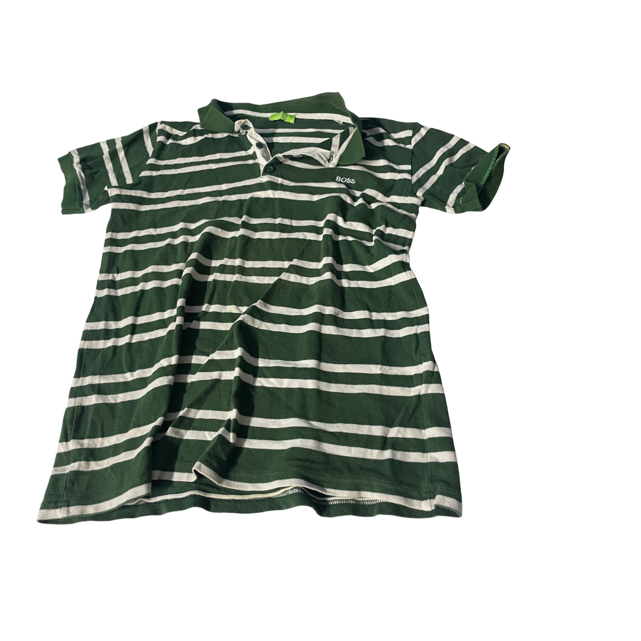 Vintage Hugo Boss Women's Green and White Shirt. SKU 5111