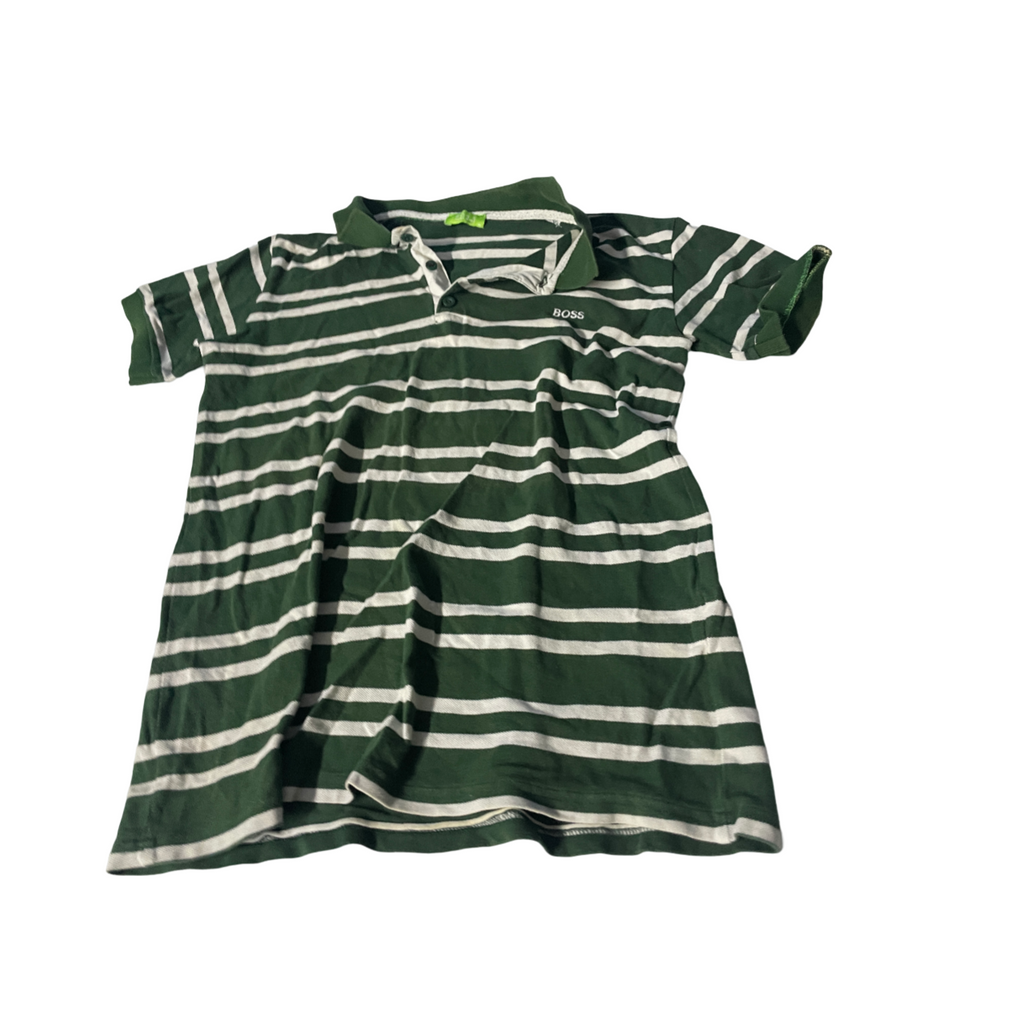 Vintage Hugo Boss Women's Green and White Shirt. SKU 5111