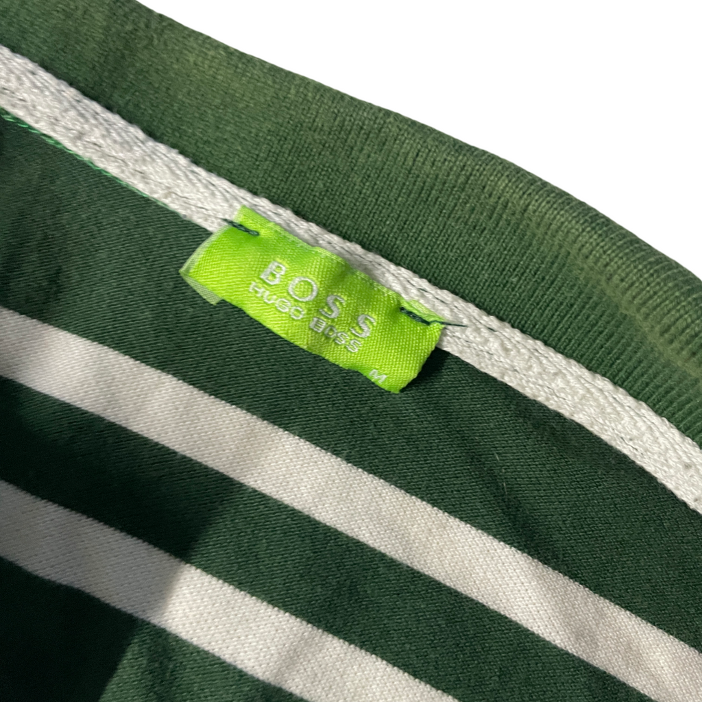 Vintage Hugo Boss Women's Green and White Shirt. SKU 5111