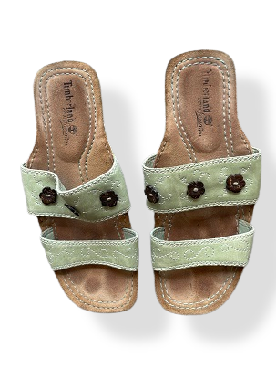 Rubynee Vintage y2k Timberland comfort leather slide sandals green