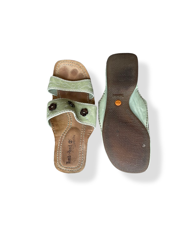 Rubynee Vintage y2k Timberland comfort leather slide sandals green