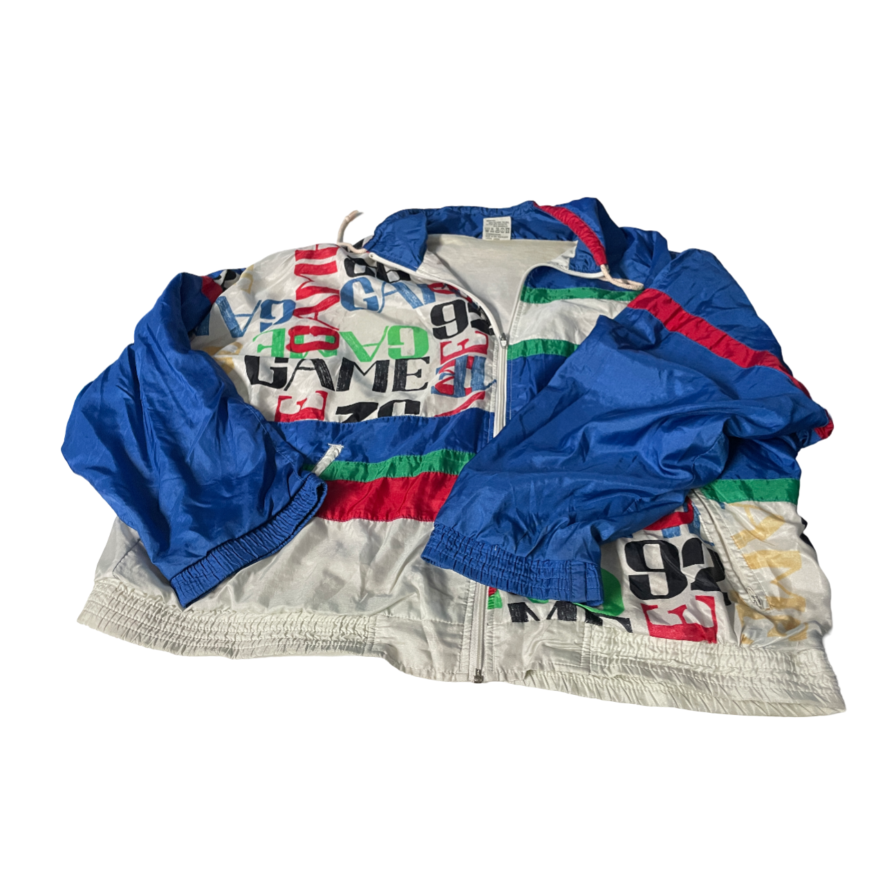 Vintage windbreaker 90s Blue Sport clothing Unisex jacket L-XL Marcel Clair training jacket sports parka Sportswear Running Run Gear / Outwear / L / XL Activewear / Tracksuit / Sweatshirt Parachute / Blue Top Bomber L 29 W28 SKU 5136.