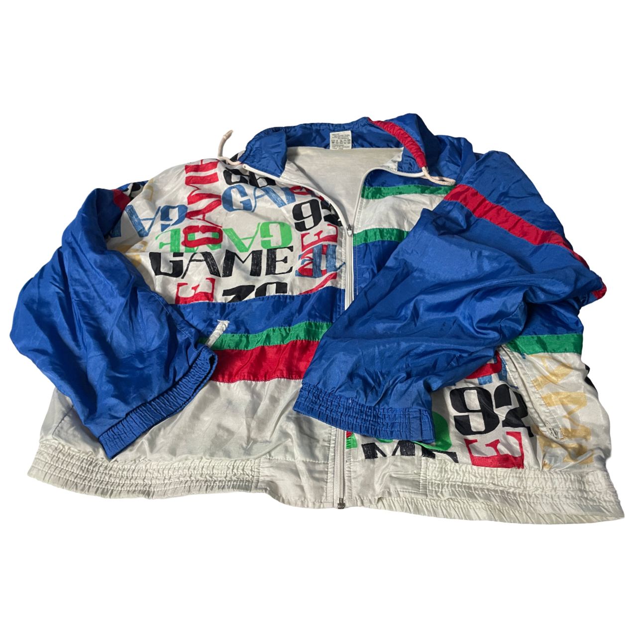 Vintage windbreaker 90s Blue Sport clothing Unisex jacket L-XL Marcel Clair training jacket sports parka Sportswear Running Run Gear / Outwear / L / XL Activewear / Tracksuit / Sweatshirt Parachute / Blue Top Bomber L 29 W28 SKU 5136.