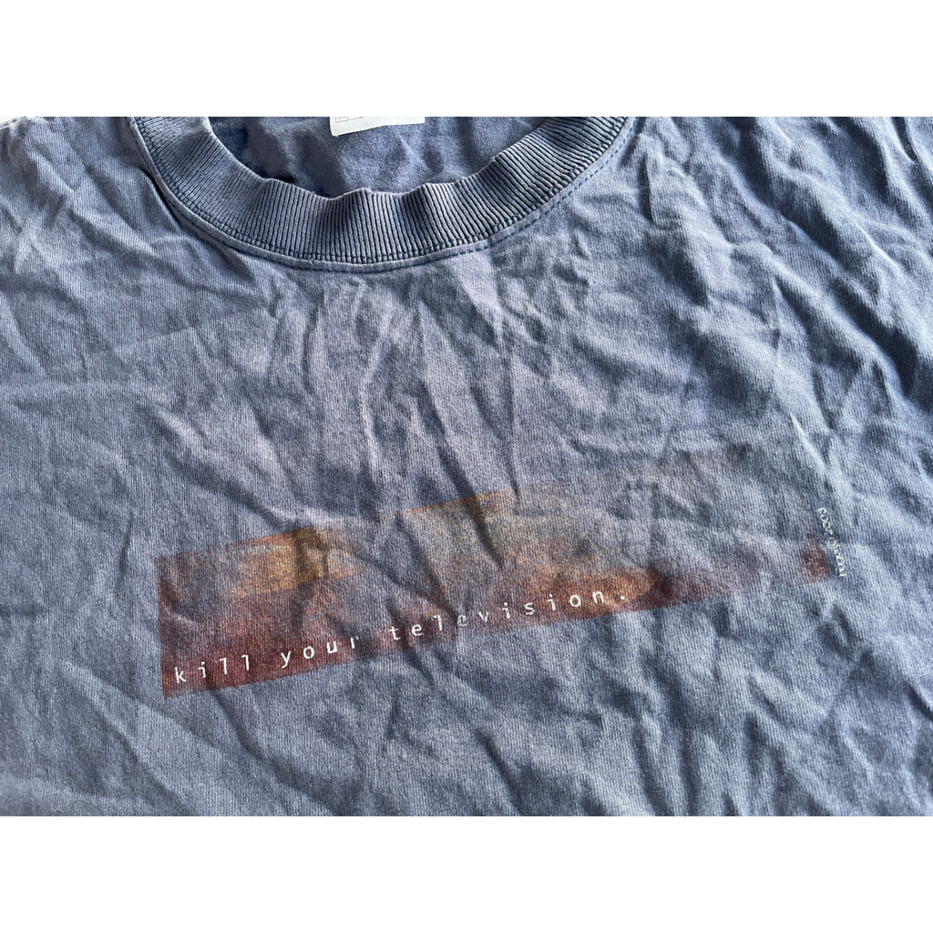Vintage graphic blue t shirt 1990s kill your television  T Shirt IN size xl  / Streetwear / Vacation Tee / Travel T Shirt  / double Stitch  L 28 W 23 SKU 5147