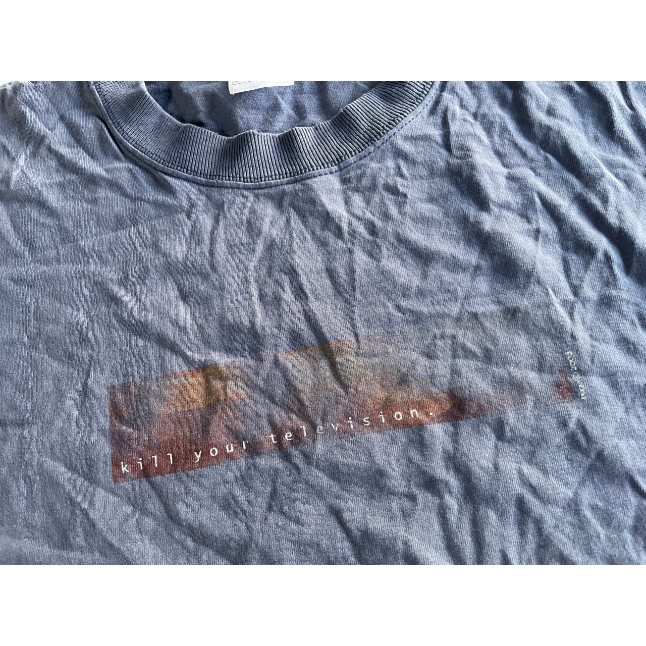 Vintage graphic blue t shirt 1990s kill your television  T Shirt IN size xl  / Streetwear / Vacation Tee / Travel T Shirt  / double Stitch  L 28 W 23 SKU 5147