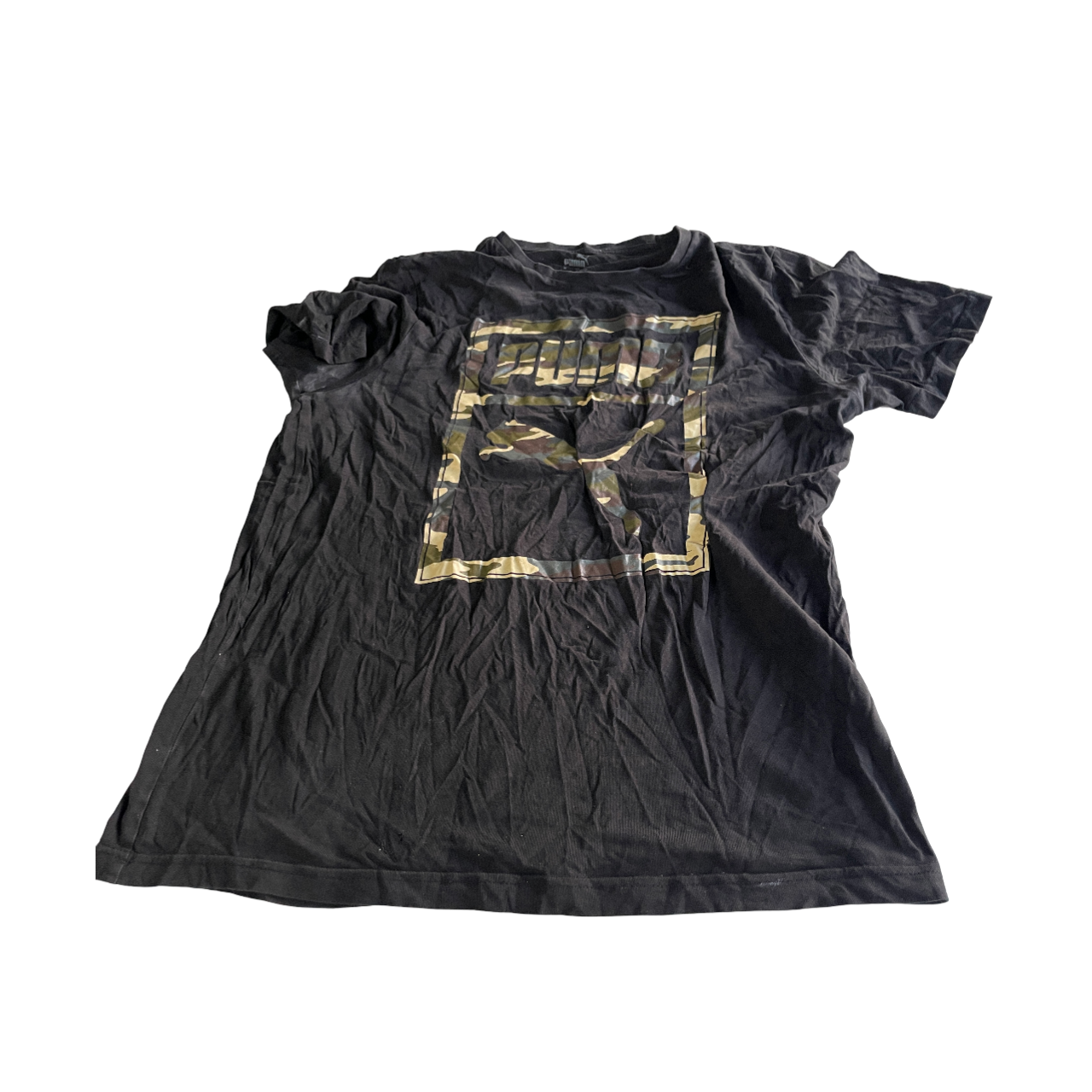 Vintage Mens Box Camo  logo T-Shirt Black/ Green black puma M L  25 W 20. SKU 5148