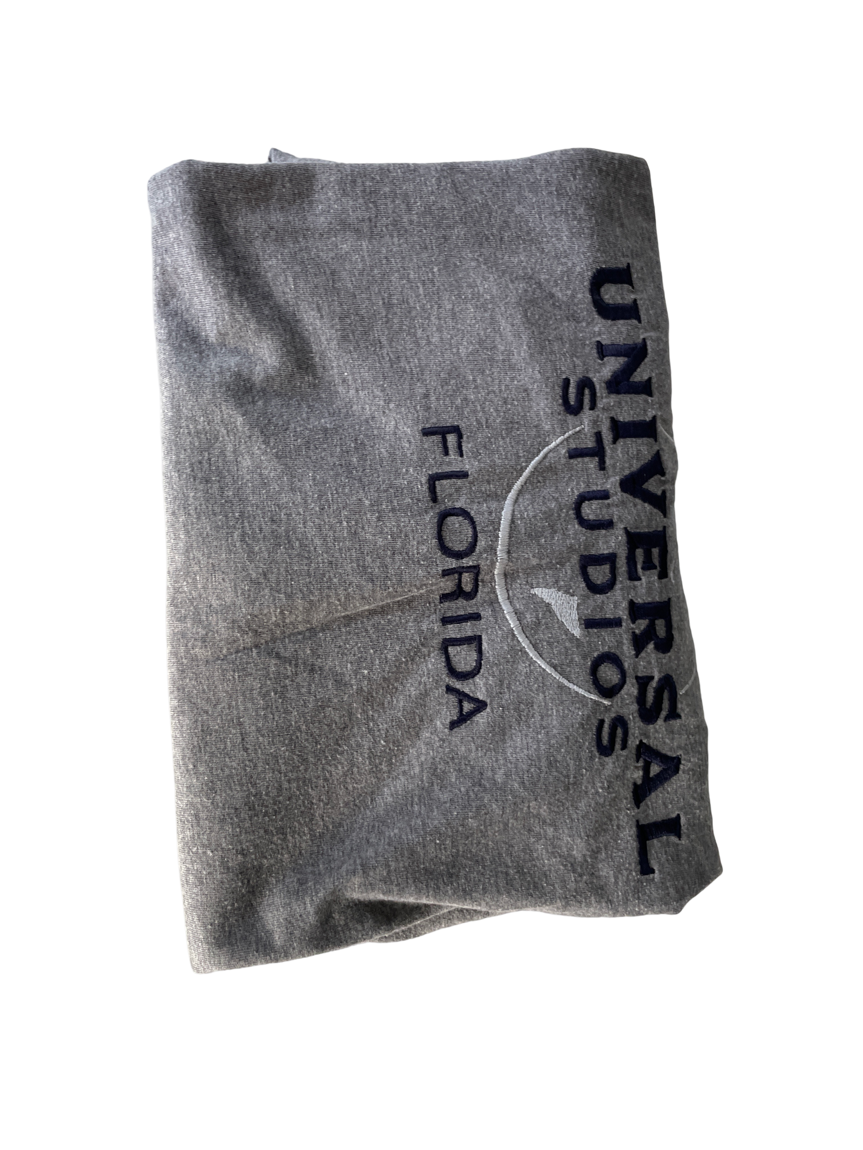 Vintage 90s Universal souvenir Studios Orlando Embroidered Shirt Men's Grey T-shirt ;Size M/L Faded Navy Logo L 30 W 21 SKU 5166