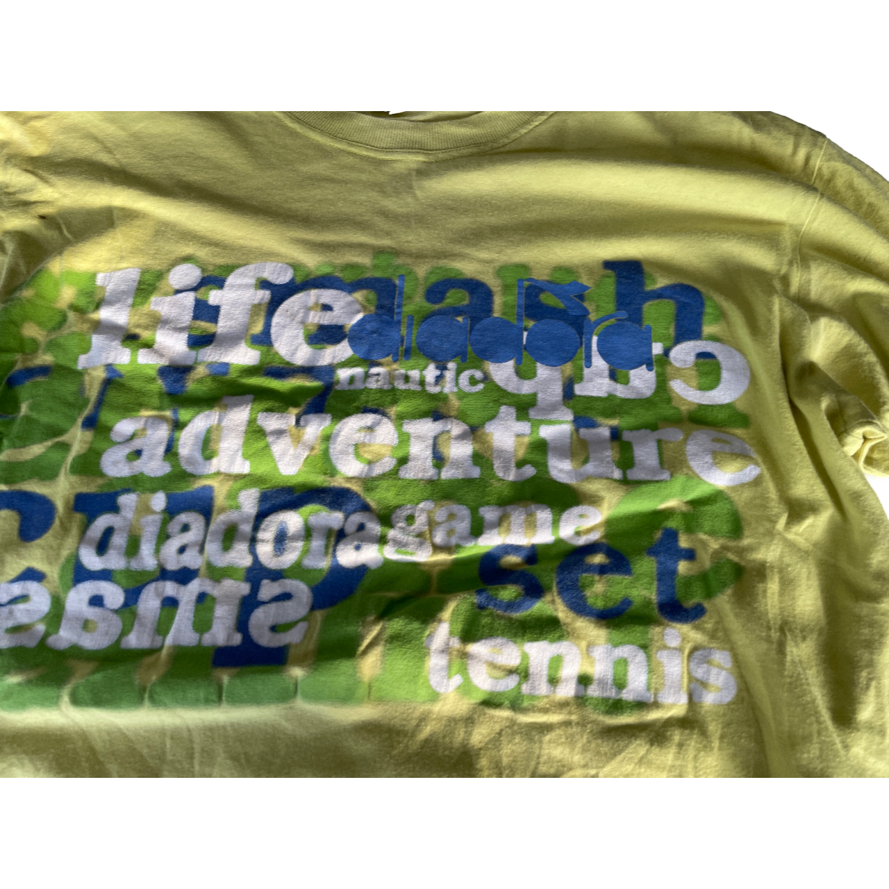 Vintage diadora Men's Yellow and Green T-shirt  IN S/M L 27 W 19 SKU 5171