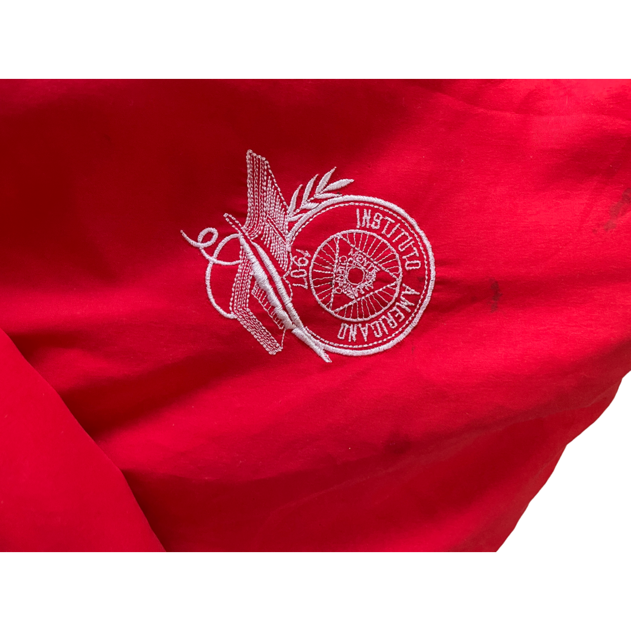 Rare Vintage American college ; Red Windbreaker Jacket size xxl , xxl l 31 w 28 sku 5174 zipper broken button works&nbsp;
