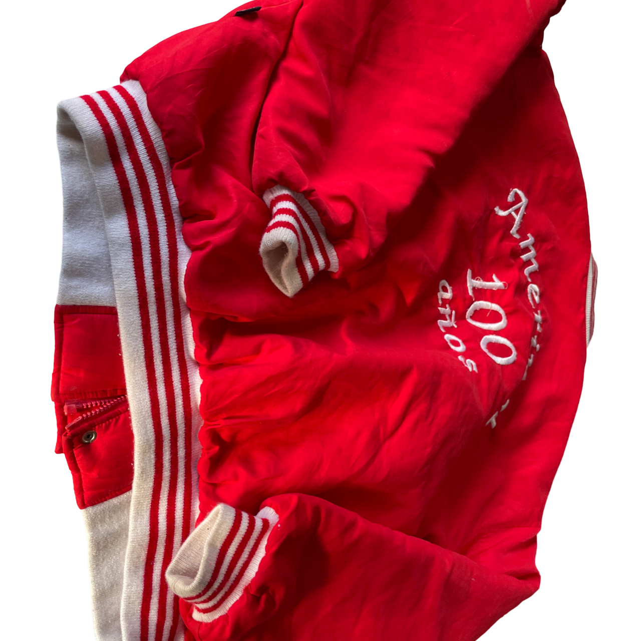 Rare Vintage American college ; Red Windbreaker Jacket size xxl , xxl l 31 w 28 sku 5174 zipper broken button works&nbsp;
