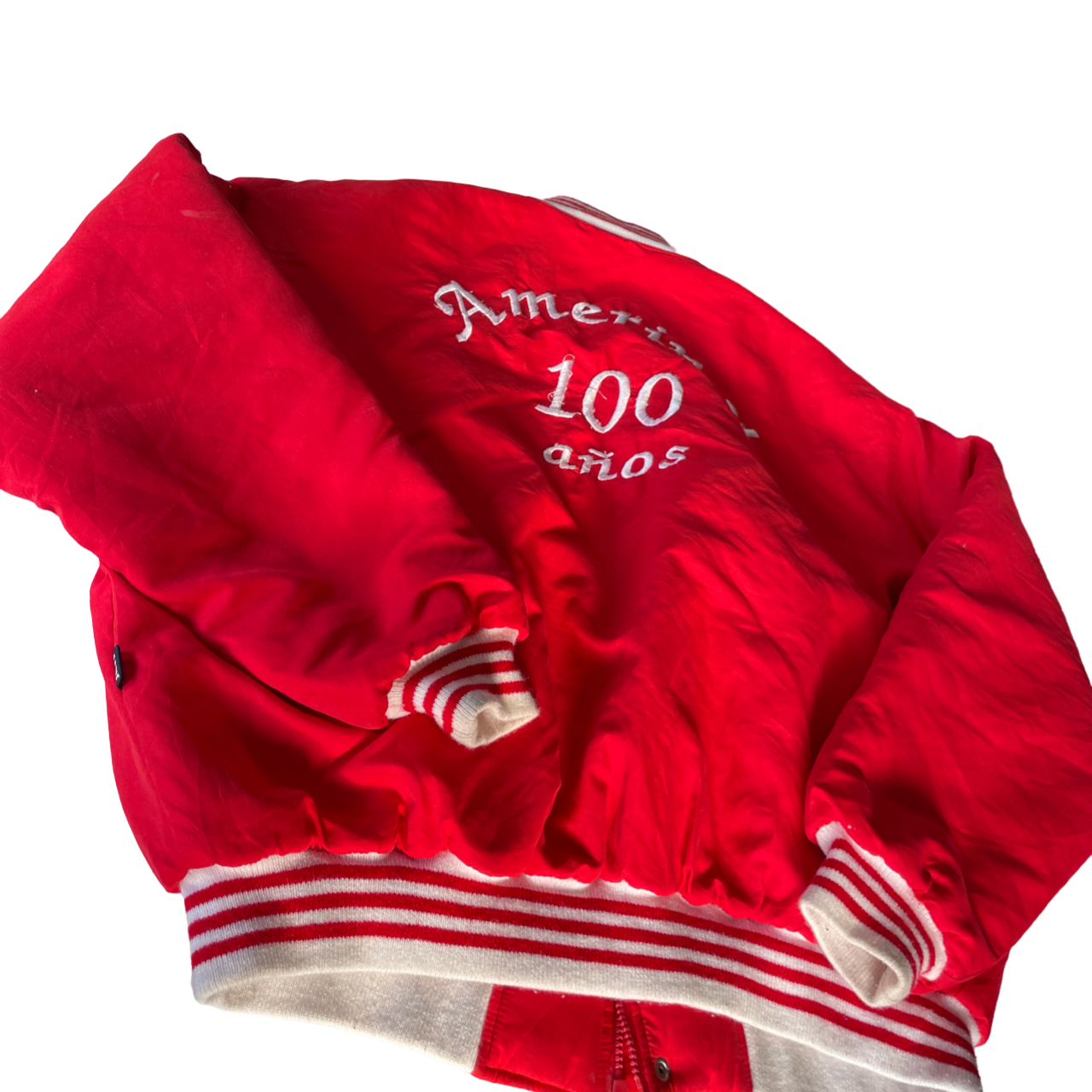Rare Vintage American college ; Red Windbreaker Jacket size xxl , xxl l 31 w 28 sku 5174 zipper broken button works&nbsp;