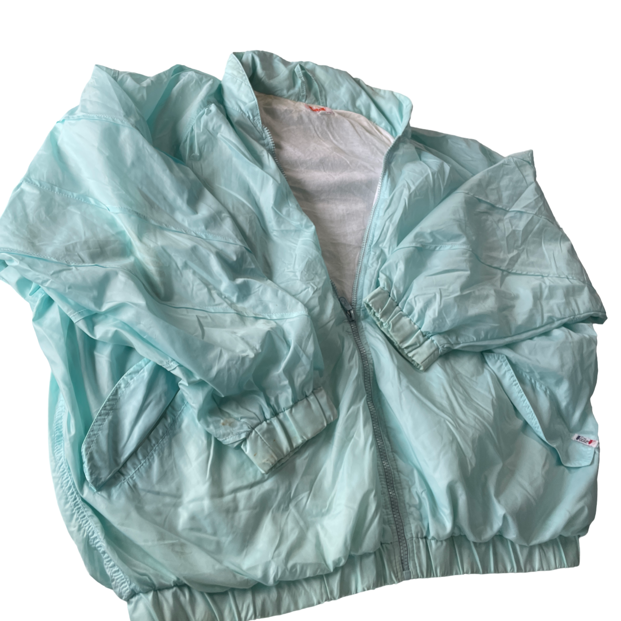 Vintage 80s Mint green oversized jacket Green Coats, Jackets &amp; Waistcoats for Women &nbsp;Turquoise Windbreaker Track Jacket Size Medium L 27 W 27 &nbsp;sku 5181