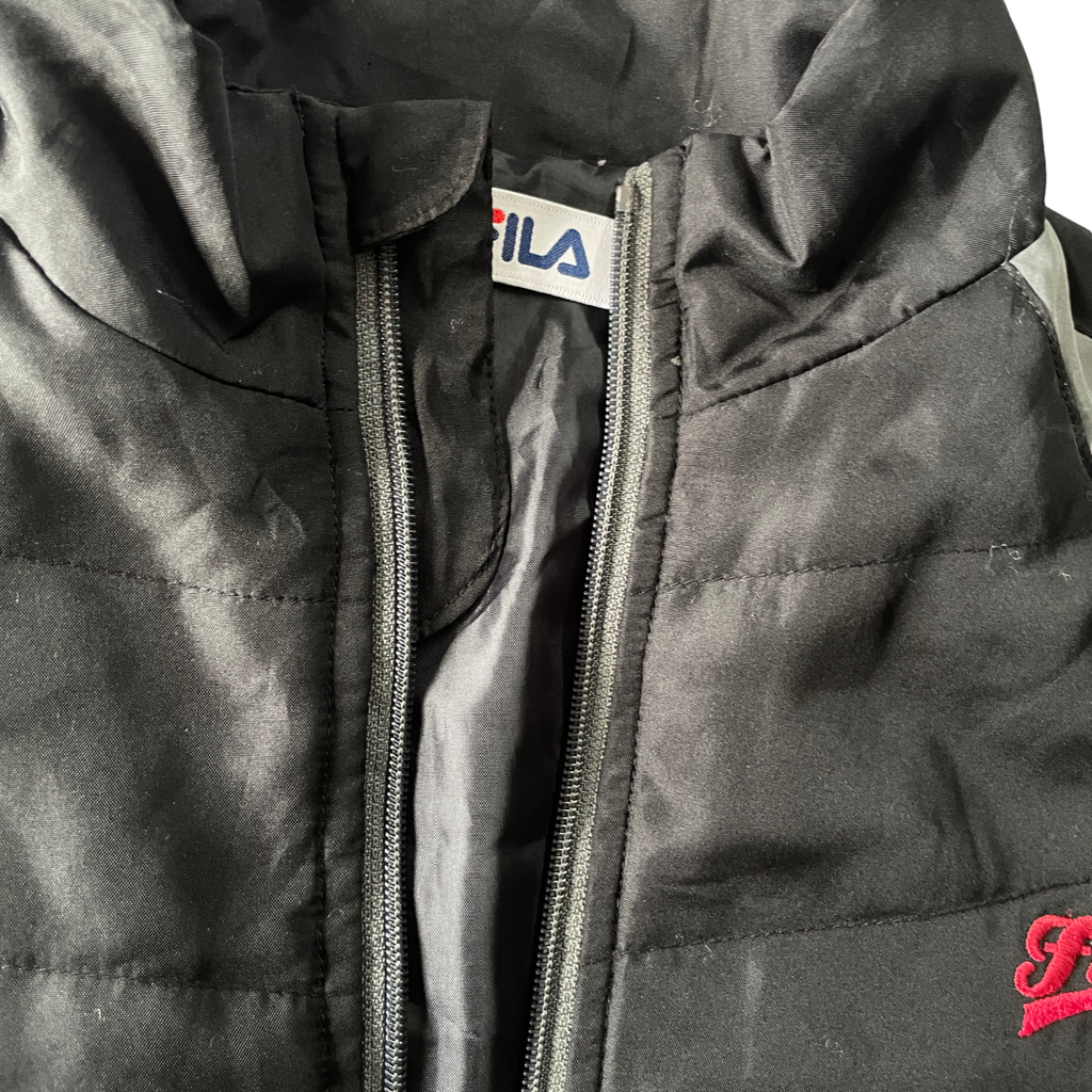 Vintage Fila Grey Black Puffer Coat - M/L  L 27 W 21 SKU 5182
