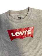 Vintage Levi's Boy's Short Sleeve Batwing Logo Print Grey Graphic