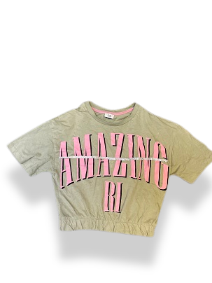 Vintage womens graphics green crop top