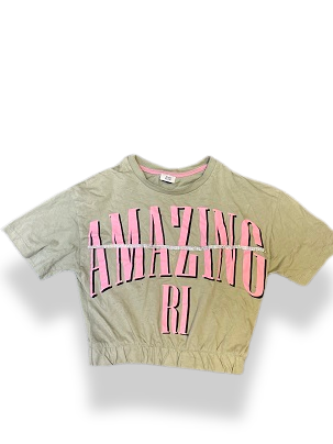 Vintage womens graphics green crop top