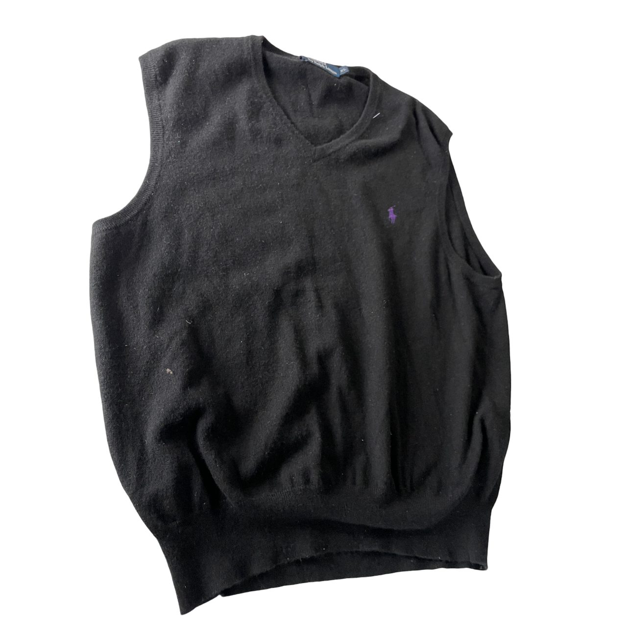 Polo Ralph Lauren Knitted Wool &nbsp;black Sweater Vest - EXTRA LARGE L26 W 21 SKU 5186